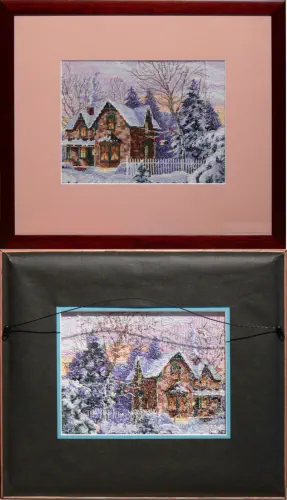 needlework framing viewable from front and back