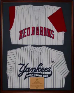 custom framed Red Baron and Yankees jerseys